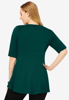 Stretch Knit Pleated Tunic