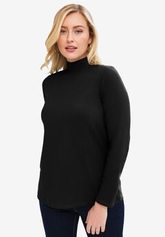 Plus Size Black Long Sleeve Tops