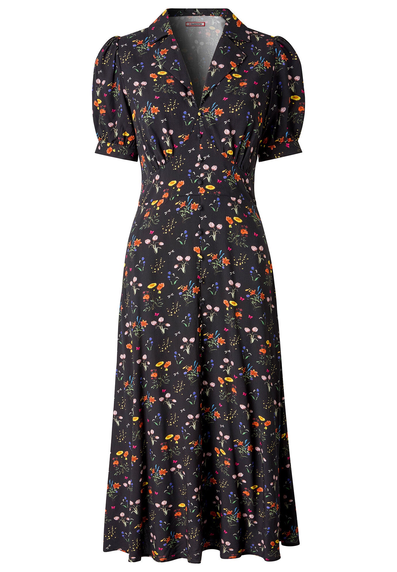 Vintage Midi Dress, BLACK MINI GARDEN, alternate image number 3