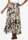 Pleated Maxi Skirt, BLACK BOTANICAL FLORAL, hi-res image number null