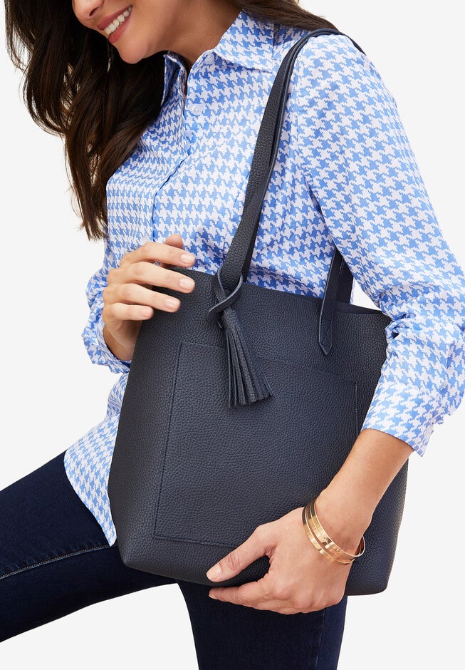 Tassel Tote Bag, NAVY, hi-res image number null