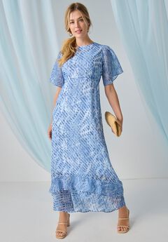 Double Flounce Georgette Maxi Dress