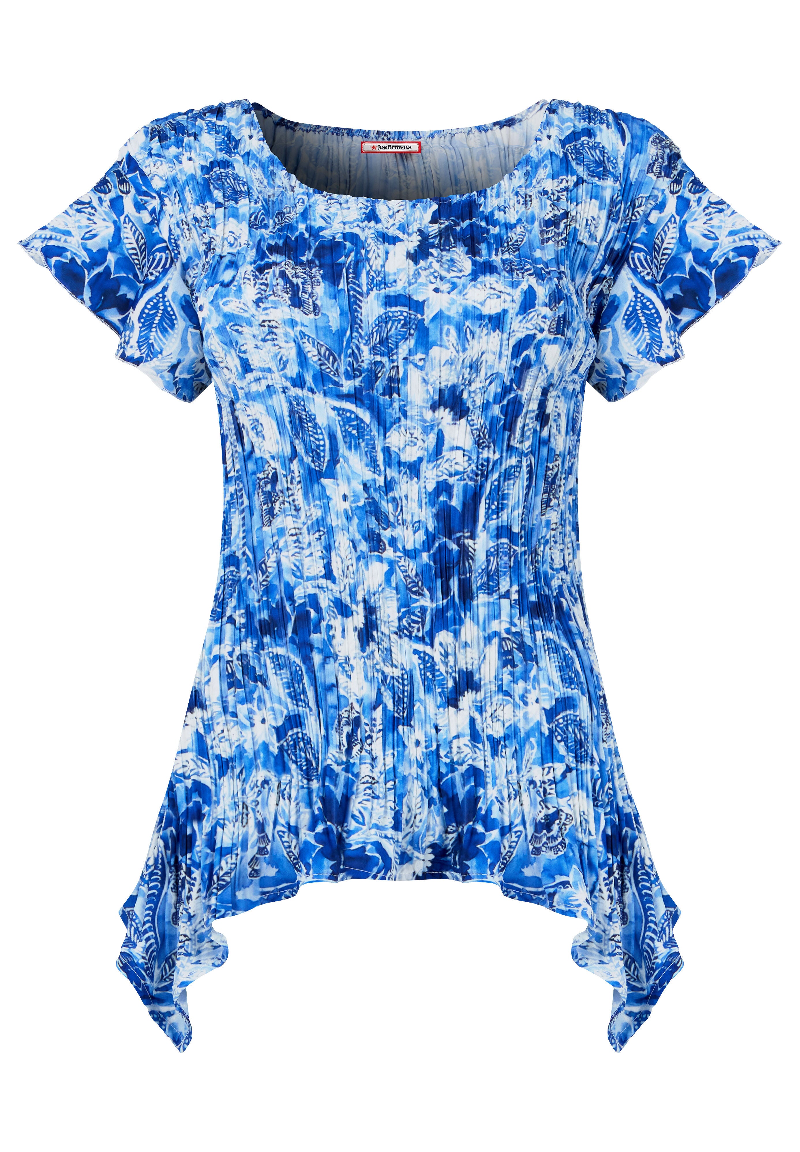 Plisse Sharkbite Tee, BLUE WATERCOLOR FLORAL, alternate image number 3