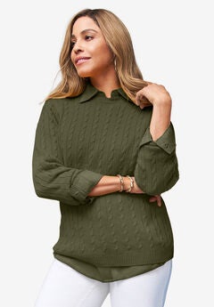 Cable Crewneck Sweater