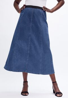 Plus Size Stretch Denim Skirt