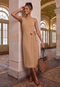 Tie-Front Wrap-Detail Sweater Dress