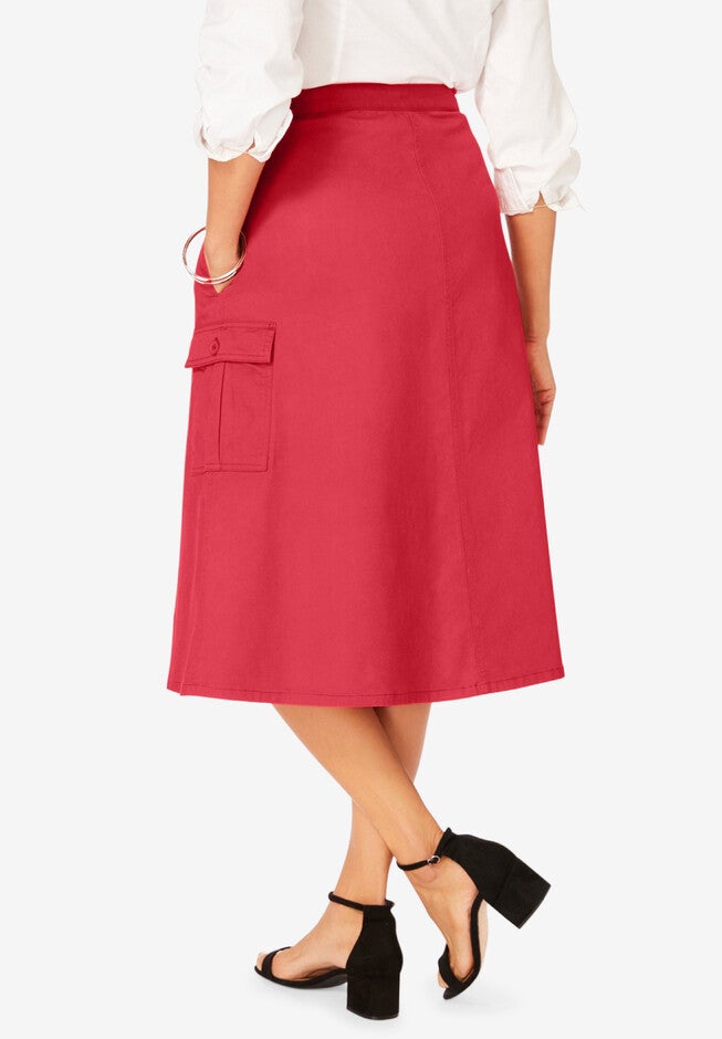 Stretch Cotton Chino Utility Skirt, , on-hover image number null