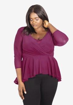Three-Quarter Sleeve Mesh Top
