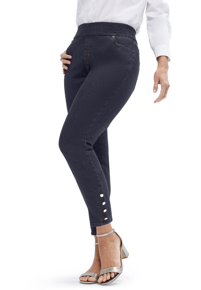 Comfort Waist Stretch Denim Side Button Ankle Jean, , alternate image number null