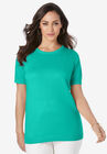 Fine Gauge Crewneck Shell, AQUA SEA, hi-res image number null