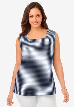 Stretch Cotton Square Neck Tank