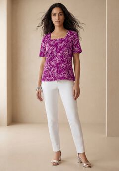 Stretch Cotton Square Neck Tee