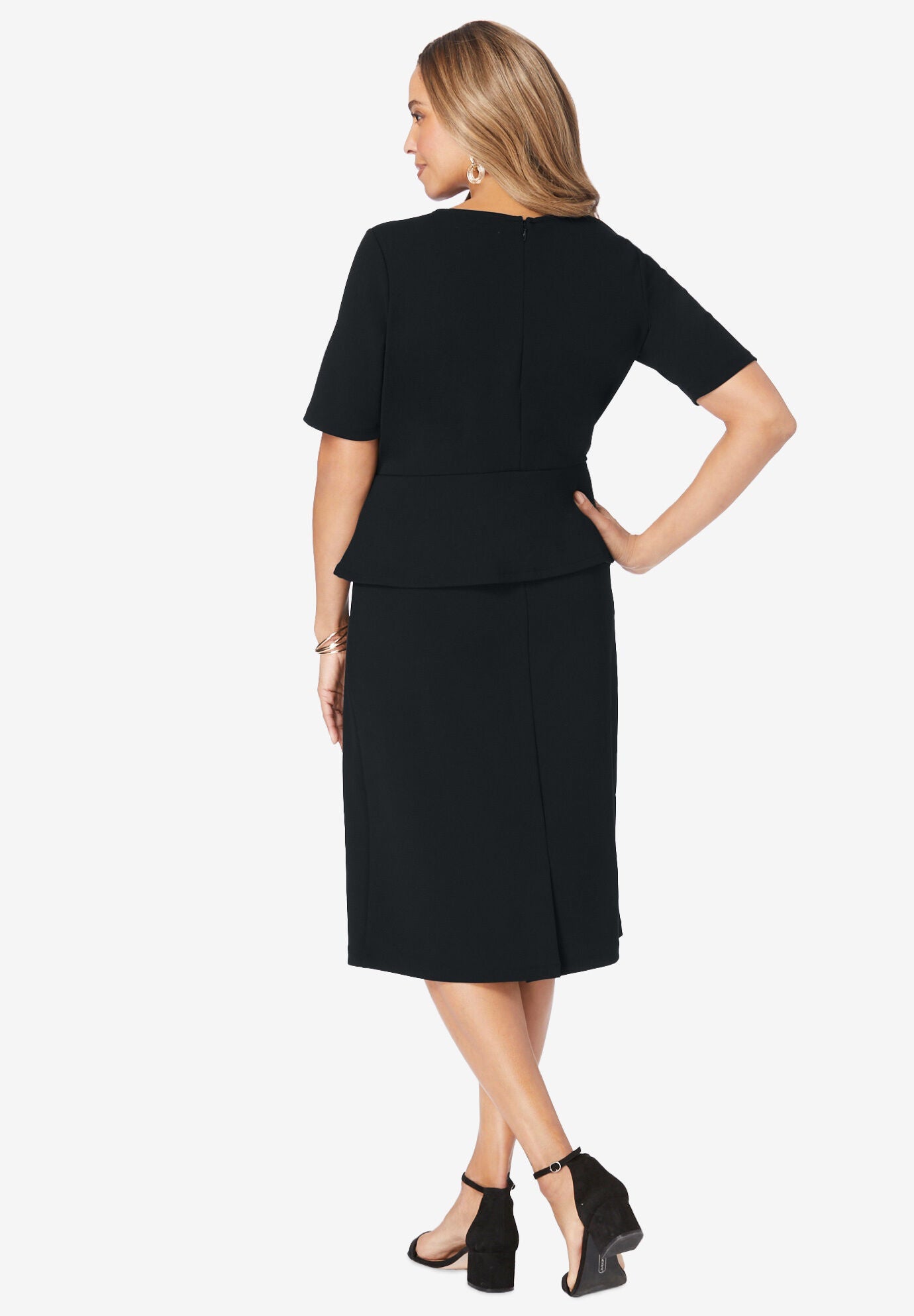 Peplum Stretch Crepe Dress, , on-hover image number 1