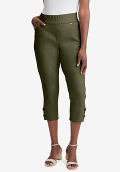Comfort Waist Stretch Denim Lace-Up Capri
