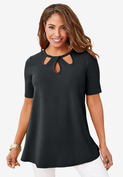 Stretch Knit Cutout Swing Tunic