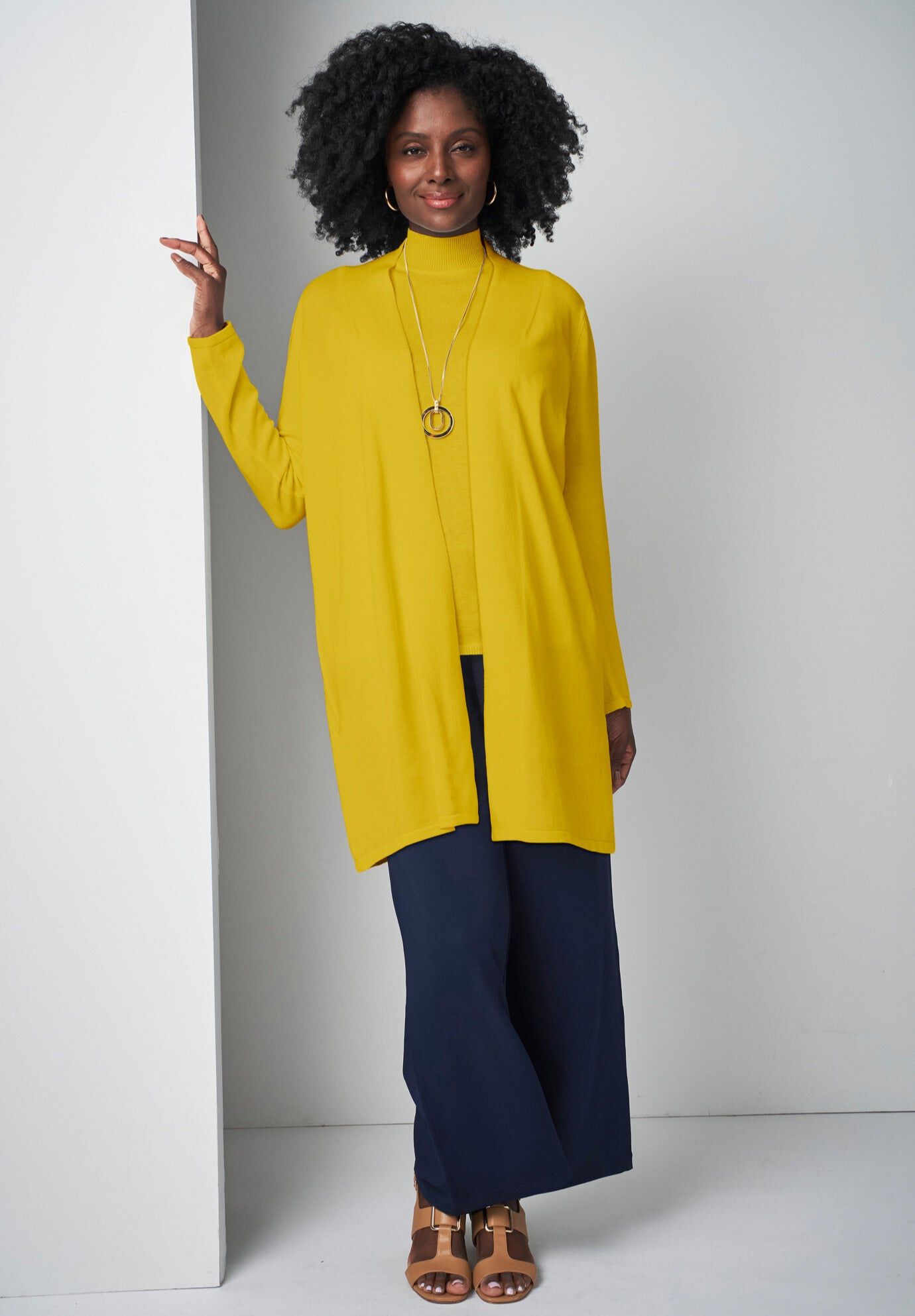 Fine Gauge Cardigan Topper, GOLDEN CITRUS, hi-res image number 0