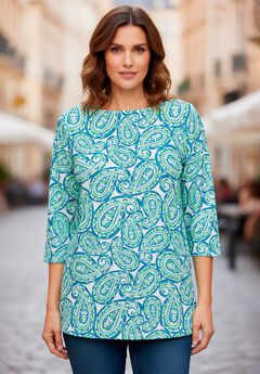 Stretch Cotton Boatneck Tunic