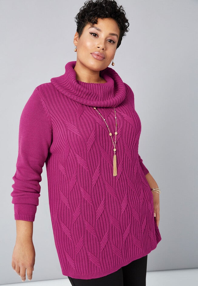 Cotton Cashmere Cowl Neck Sweater, , alternate image number 4