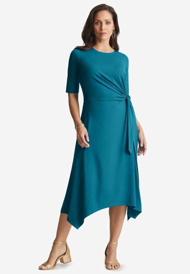 Tie Waist Midi Dress, DEEP TEAL, hi-res image number null