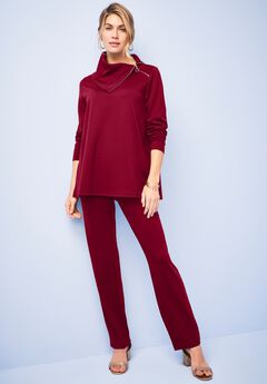 Ponte Split Neck 2-Piece Set