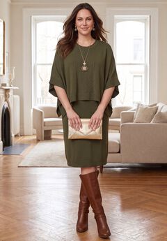 Cable Knit Cape Sweater Dress