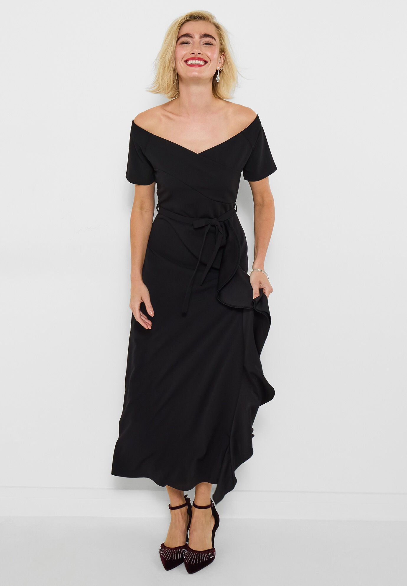 Off The Shoulder Maxi Dress, BLACK, hi-res image number 0