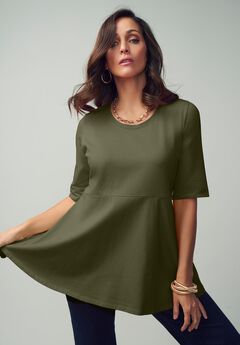 Stretch Cotton Peplum Tunic
