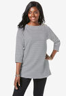 Boatneck Tunic, BLACK FEEDER STRIPE, hi-res image number null