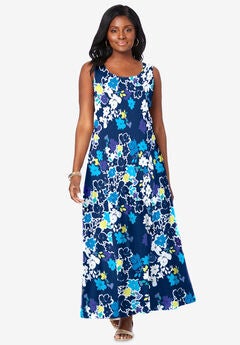 Stretch Cotton Tank Maxi Dress