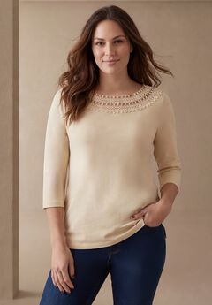 Crochet Trim Boatneck Tunic