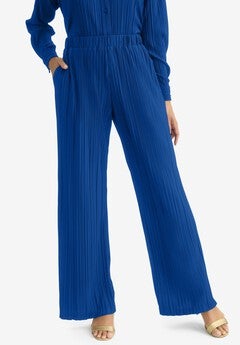 Plisse Wide-Leg Trouser