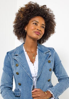 Double Breasted Denim Blazer