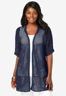 Crochet Long Cardigan, NAVY, hi-res image number null