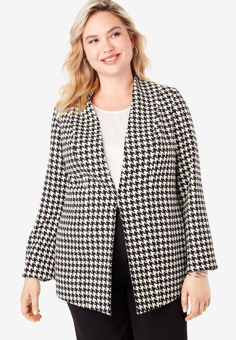Collarless Bi Stretch Blazer Plus Size Blazers Toppers Roaman S