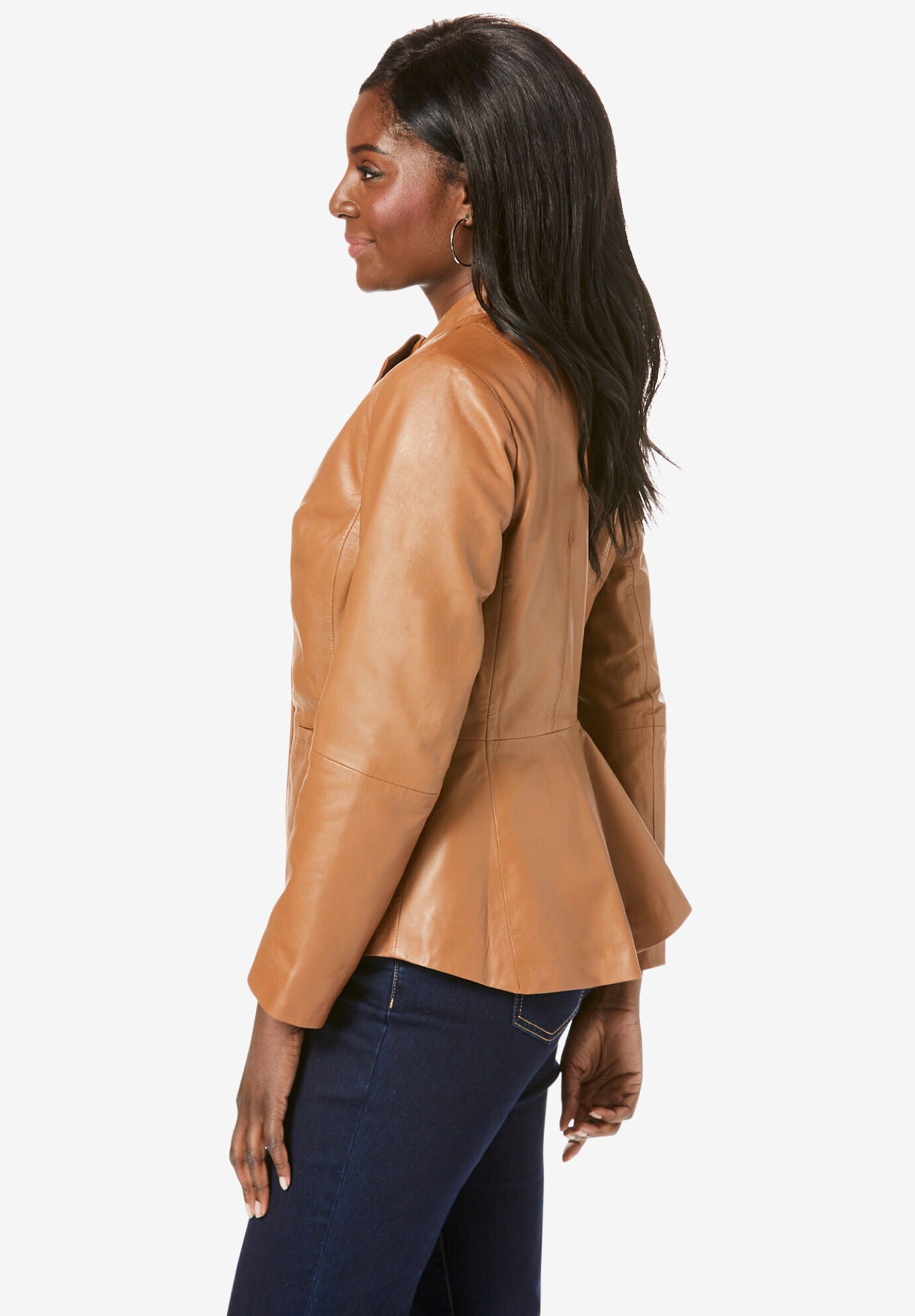 Leather Peplum Jacket, , alternate image number 2