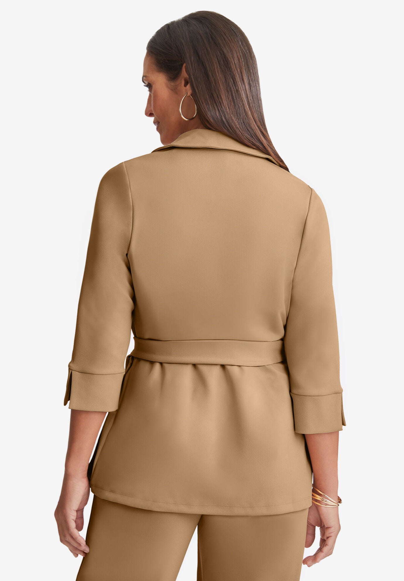 Stretch Knit Crepe Wrap Top, , alternate image number 3