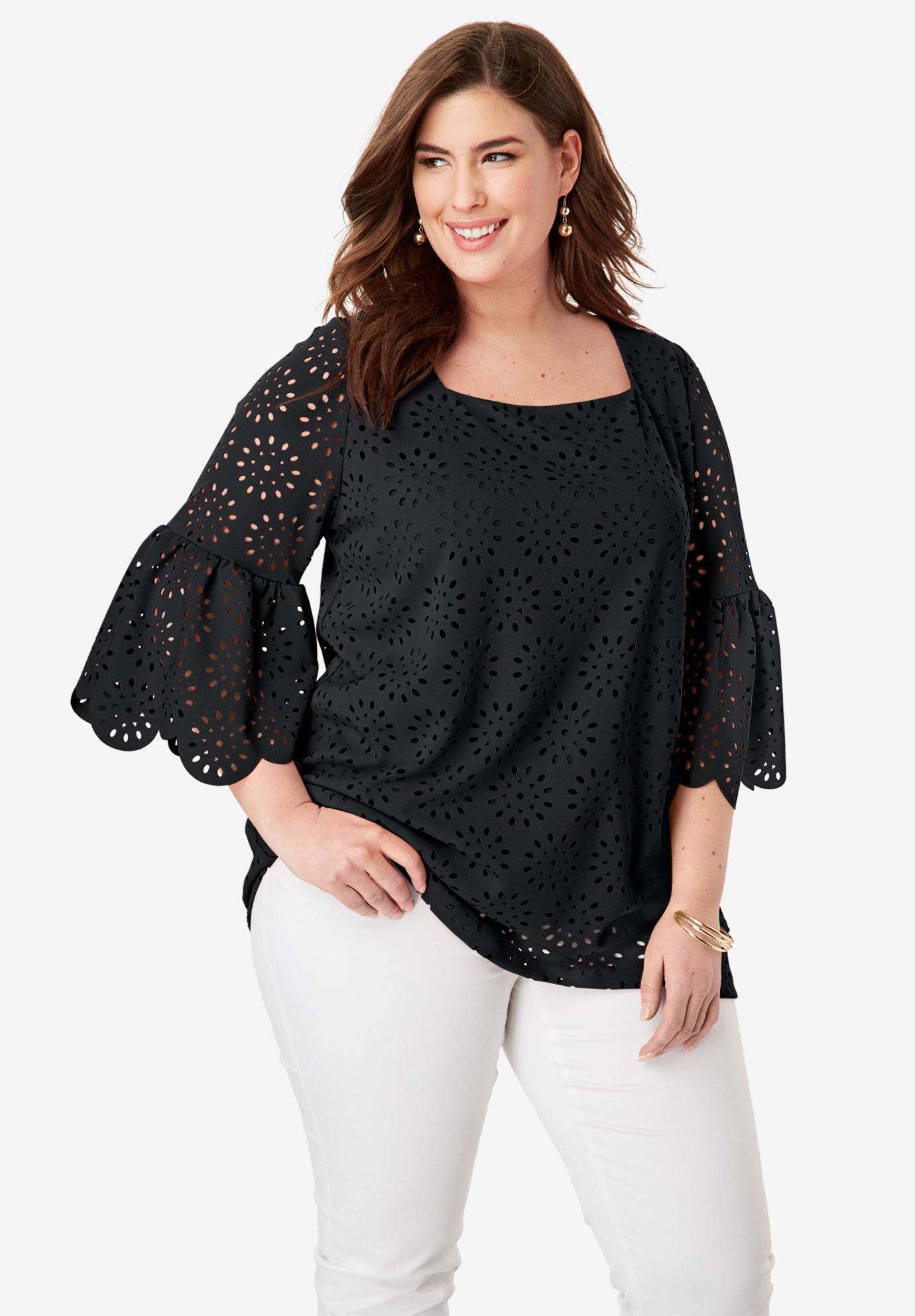 Laser Cut Tunic, BLACK, hi-res image number 0