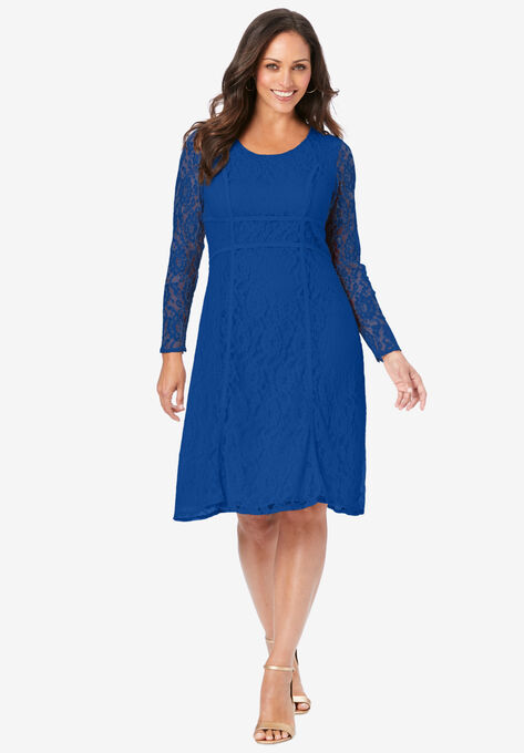 Seamed Lace Dress, DARK SAPPHIRE, hi-res image number null
