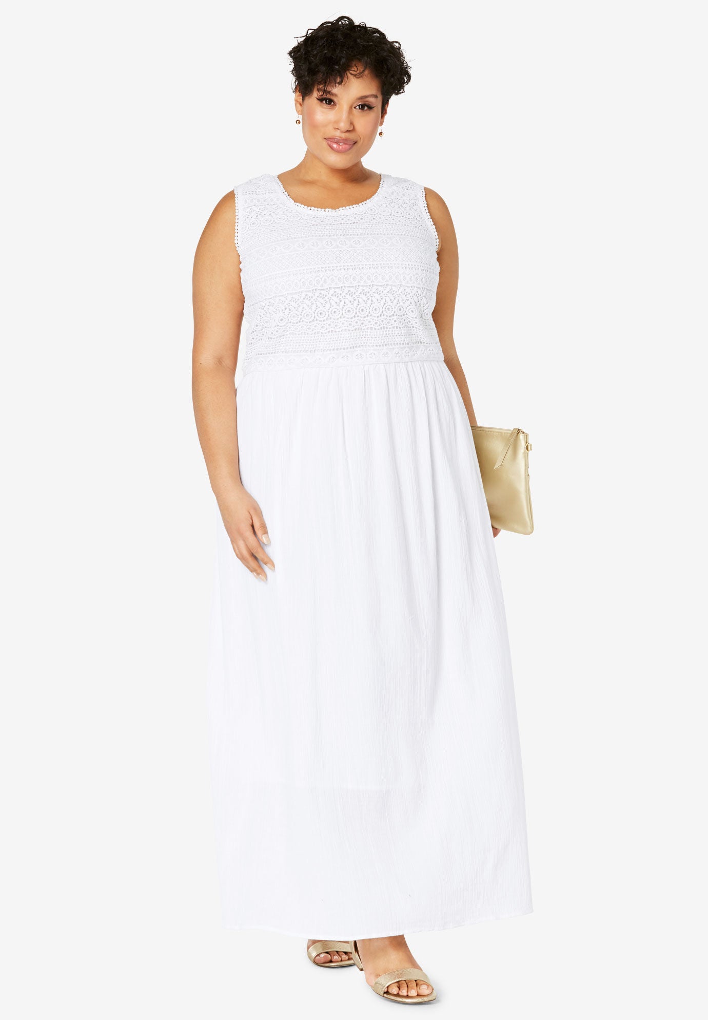 Roamans plus size best sale white dresses