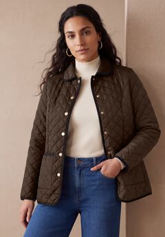 Snap-Front Quilted Coat