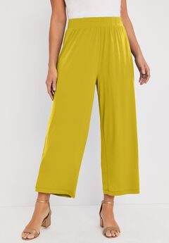 Stretch Knit Wide Leg Crop Pant