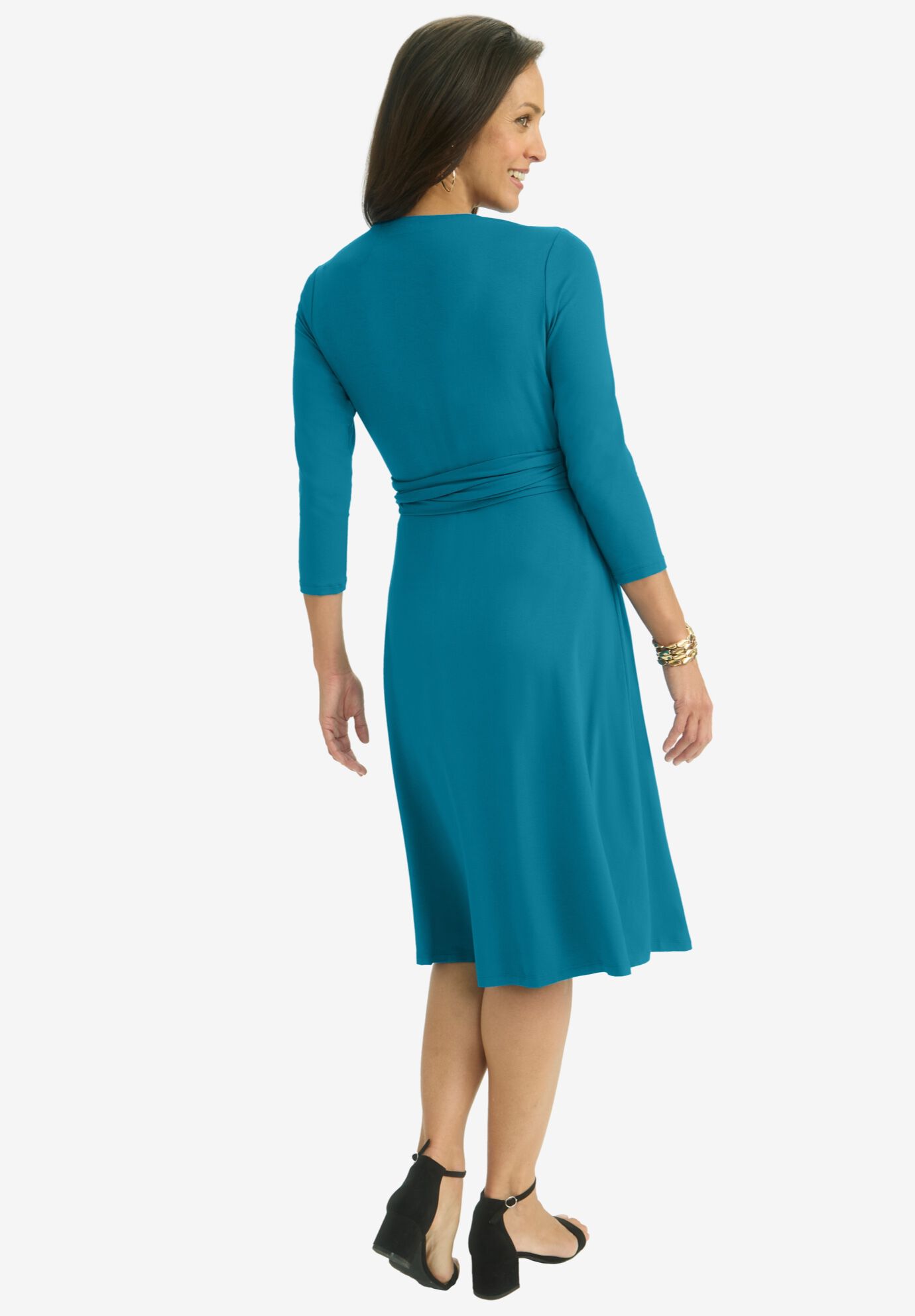 Sweetheart Wrap Midi Dress, DEEP TEAL, on-hover image number 1