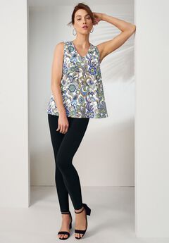 Stretch Cotton V-Neck Trapeze Tank