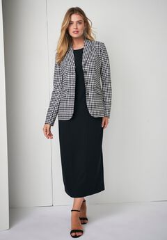 2-Piece Stretch Crepe Single-Breasted Maxi Jacket Dress
