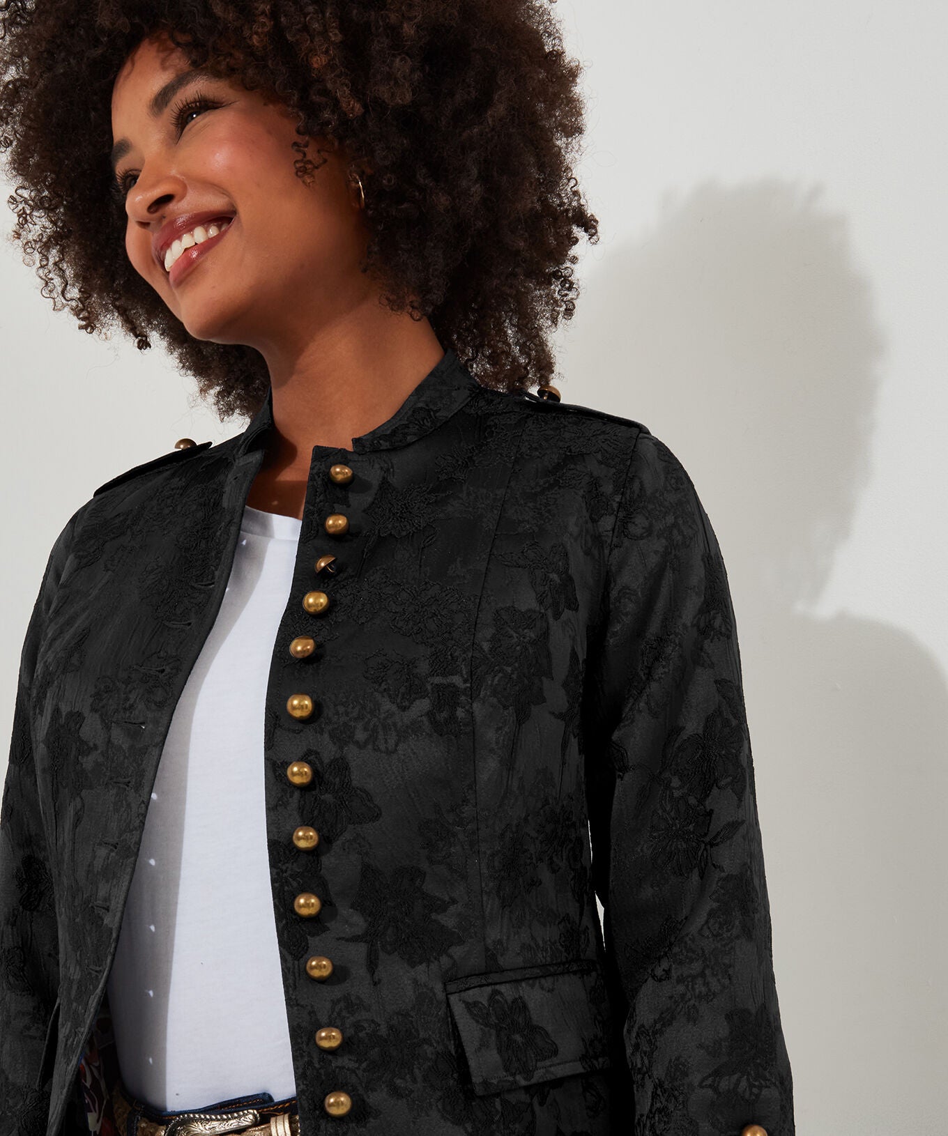 Refined Military Jacket, BLACK, alternate image number 3