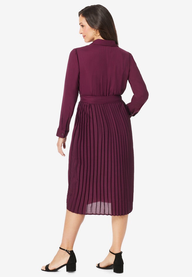 Pleated Shirt Dress, , on-hover image number 1
