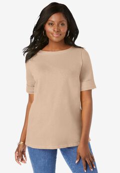 Stretch Cotton Cuff Tee
