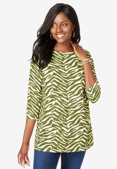 Stretch Cotton Boatneck Tunic