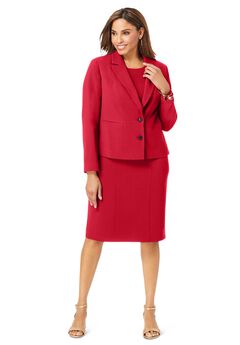 2-Piece Stretch Crepe Single-Breasted Jacket Dress