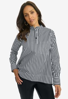 Poplin Hi-Low Henley Tunic